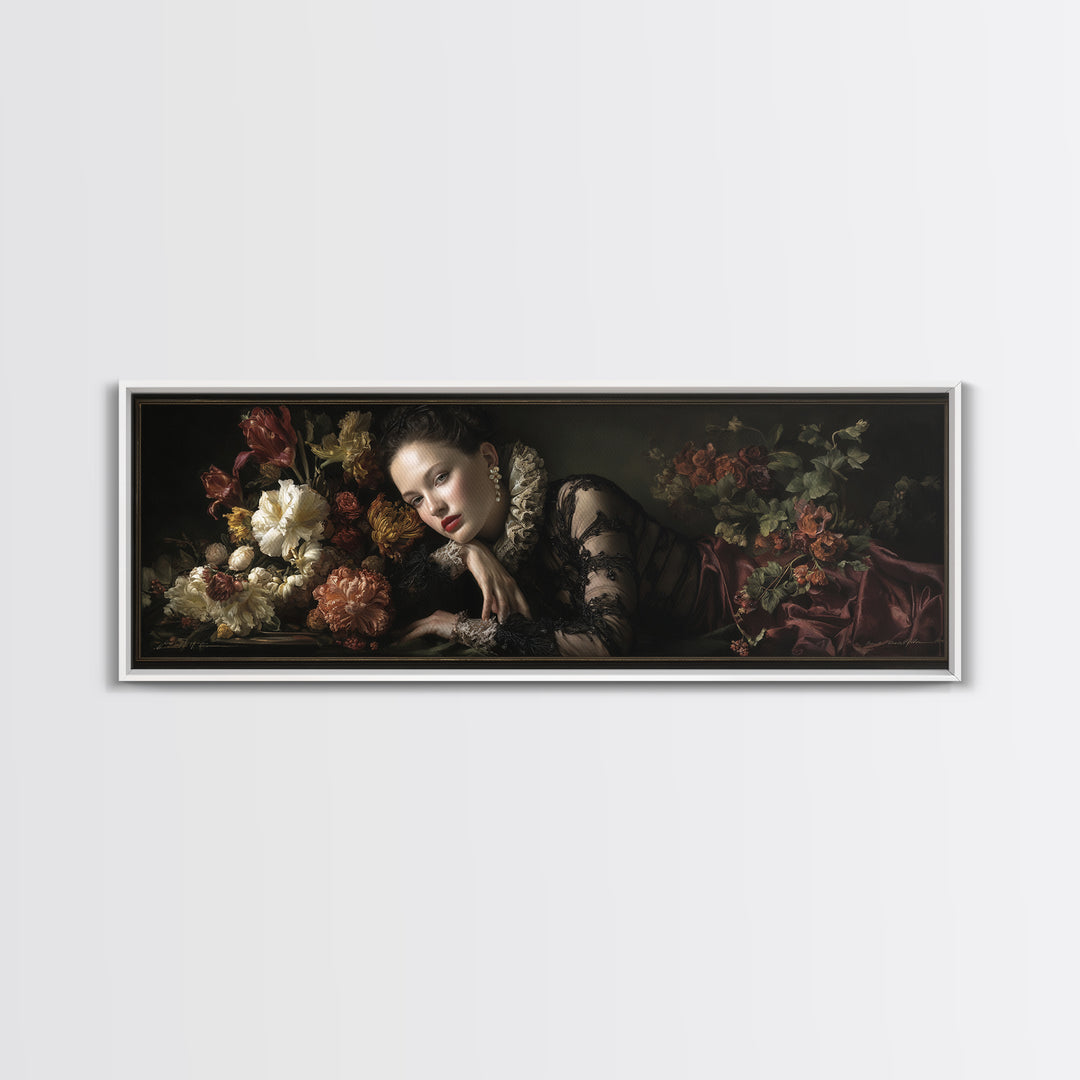 Madonna Like Portrait Canvas Print, Renaissanceinspired Art, Unique Wall Art, Living Room Decor, Classic, Mosaic Wall Art, REN-3x1-41