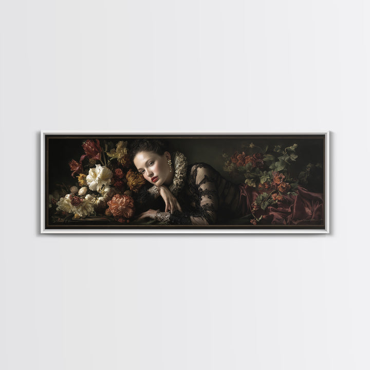 Madonna Like Portrait Canvas Print, Renaissanceinspired Art, Unique Wall Art, Living Room Decor, Classic, Mosaic Wall Art, REN-3x1-41