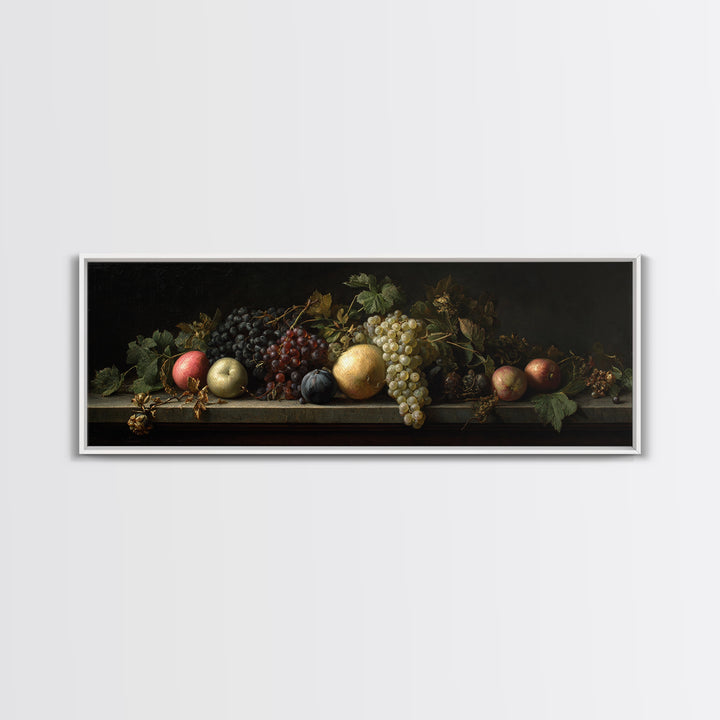 Oil Painted Fruit Still Life on Dark Canvas Print, Renaissanceinspired Art, Art Print, Living Room Decor, Fine Art, Classic, REN-3x1-43