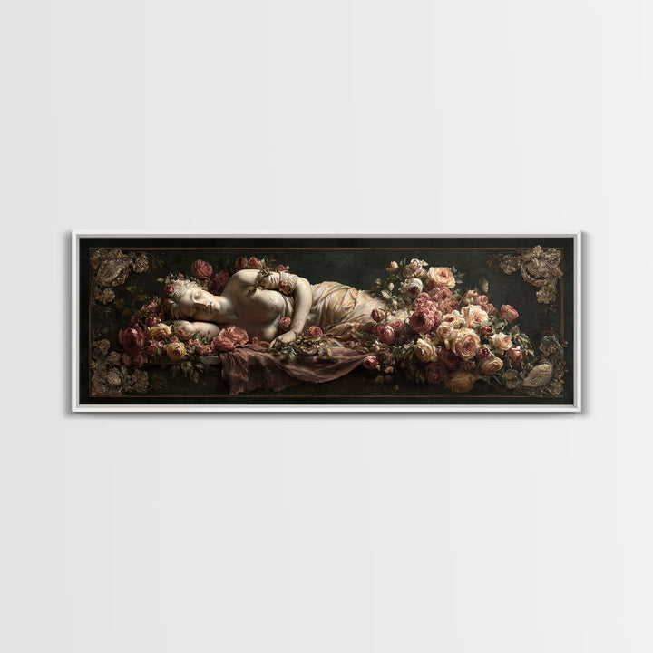 Venus Inspired Figure with Seashell and Roses Canvas Print, Renaissanceinspired Art, Room Decor, Living Room Decor, Classic, REN-3x1-68