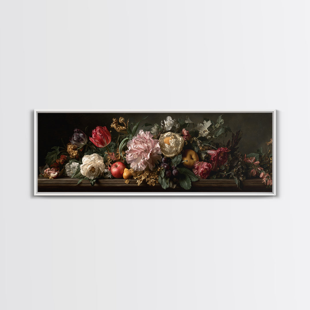 Renaissance Botanical Study Canvas Print, Renaissanceinspired Art, Digital Art, Living Room Decor, Oil Painting, Classic, REN-3x1-71