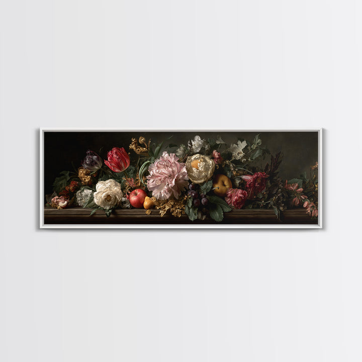 Renaissance Botanical Study Canvas Print, Renaissanceinspired Art, Digital Art, Living Room Decor, Oil Painting, Classic, REN-3x1-71