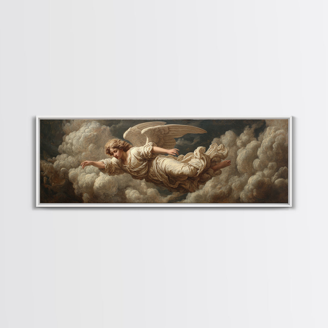 Classical Angel Study Framed Canvas Print, Renaissanceinspired Art, Jesus Art, Living Room Decor, Classic, Fantasy Decor, REN-3x1-90
