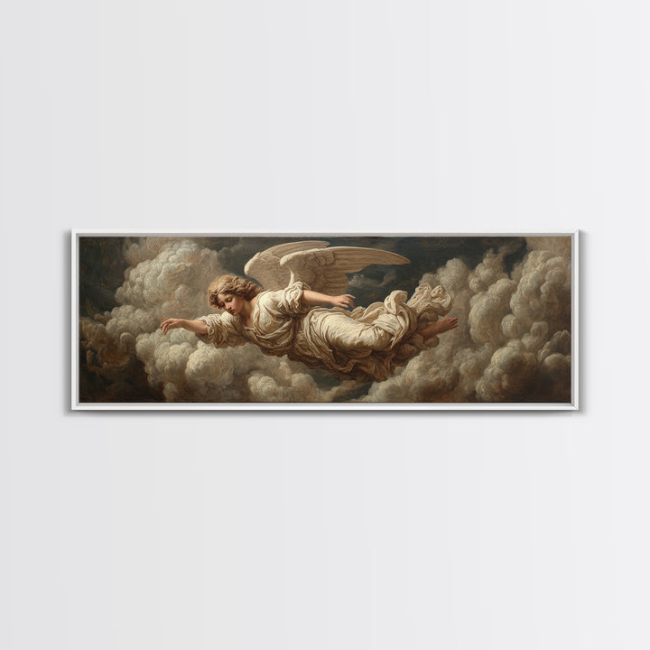 Classical Angel Study Framed Canvas Print, Renaissanceinspired Art, Jesus Art, Living Room Decor, Classic, Fantasy Decor, REN-3x1-90