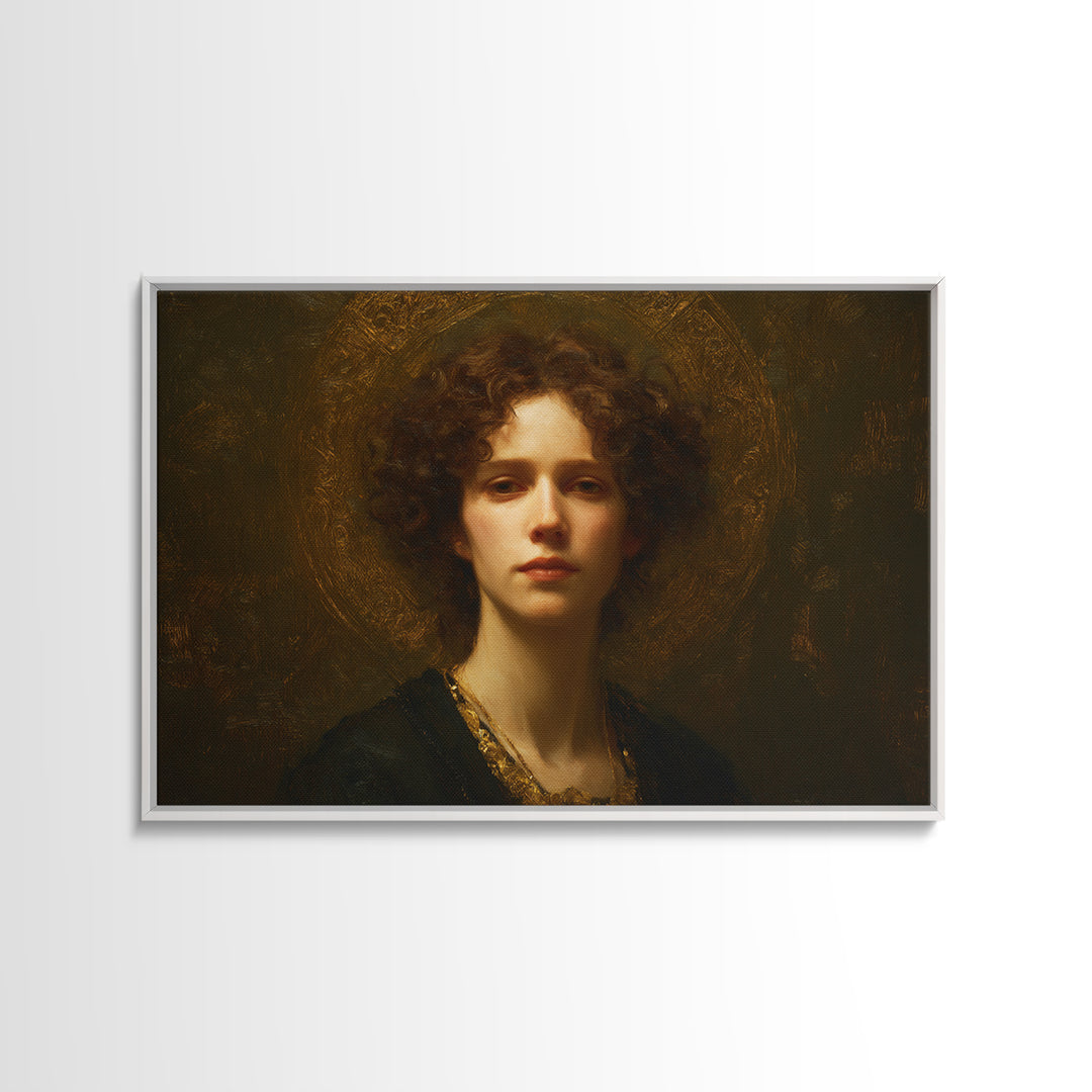 Gold Halo Portrait Canvas Print, Renaissanceinspired Art, Digital Print, Living Room Decor, Fine Art, Classic, Living Room Art, REN-3x2-33