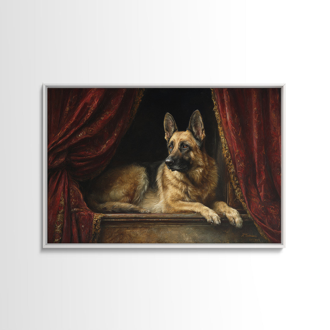 Noble Dog Portrait Canvas Print, Renaissanceinspired Art, Celestial Decor, Living Room Decor, Fine Art, Classic, Yoga Wall Art, REN-3x2-72