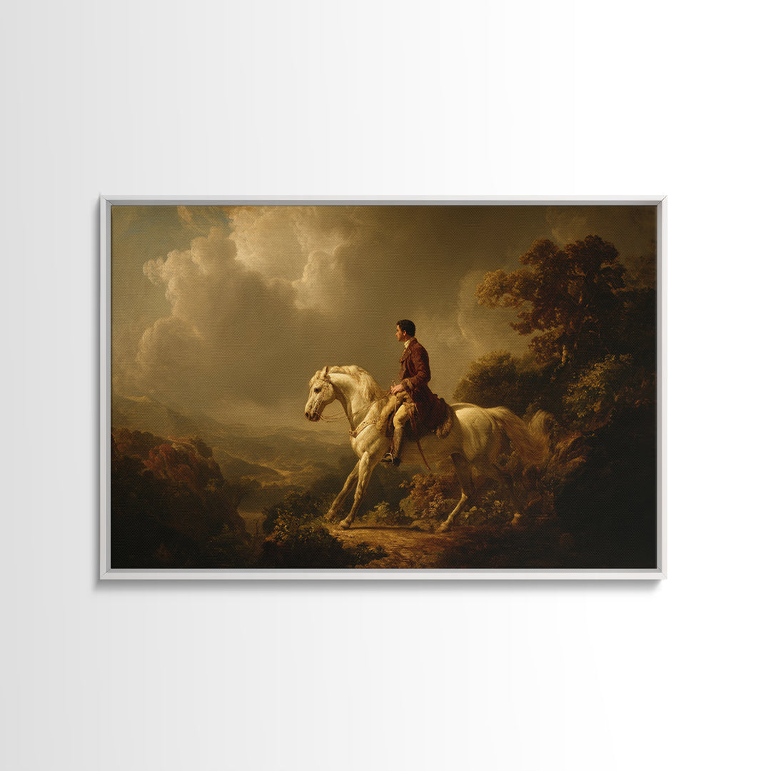 Classical Horse and Rider Framed Canvas Print, Renaissanceinspired Art, Cat Art, Living Room Decor, Fine Art, Classic, REN-3x2-85