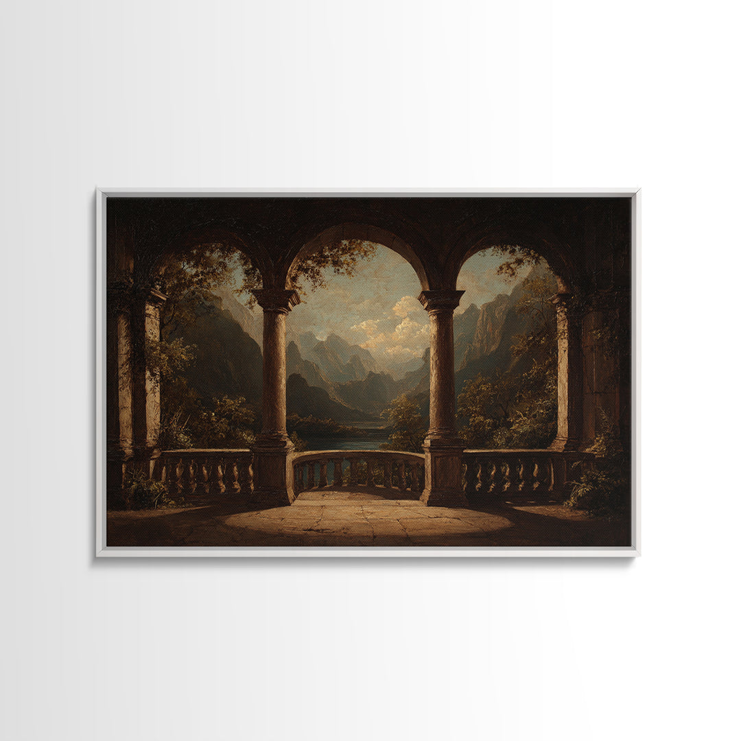 Architectural Arch with Italian Landscape Beyond Canvas Print, Renaissanceinspired Art, Jesus Art, Living Room Decor, Classic, REN-3x2-87
