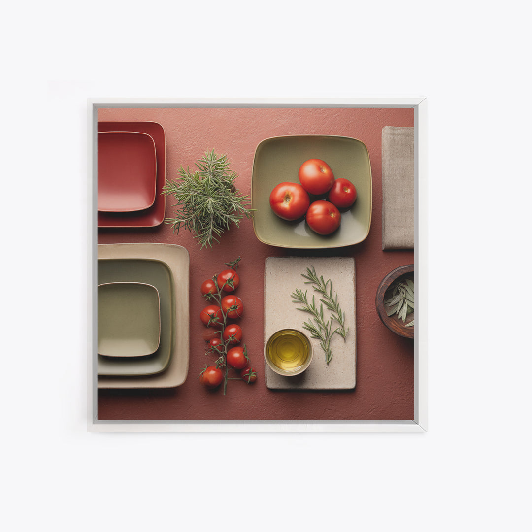 Rooster and Herbs for Farmhouse Restaurant Mood Canvas Print, Restaurant Art, Printable Wall Art, Restaurant Decor, Bistro, RES-1x1-20