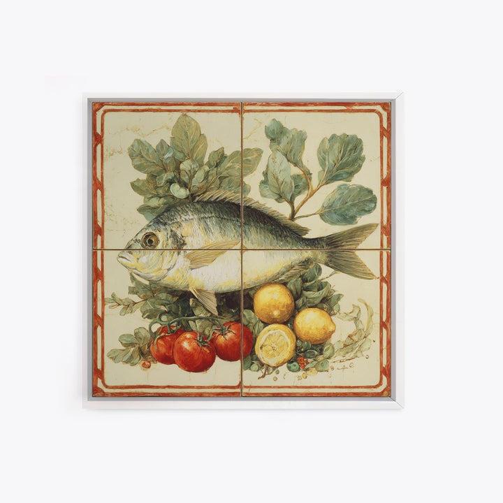 Fresh Fish with Lemon and Herbs Canvas Print, Restaurant Art, Kitchen Decor, Restaurant Decor, Bistro, Bedroom Wall Art, RES-1x1-23