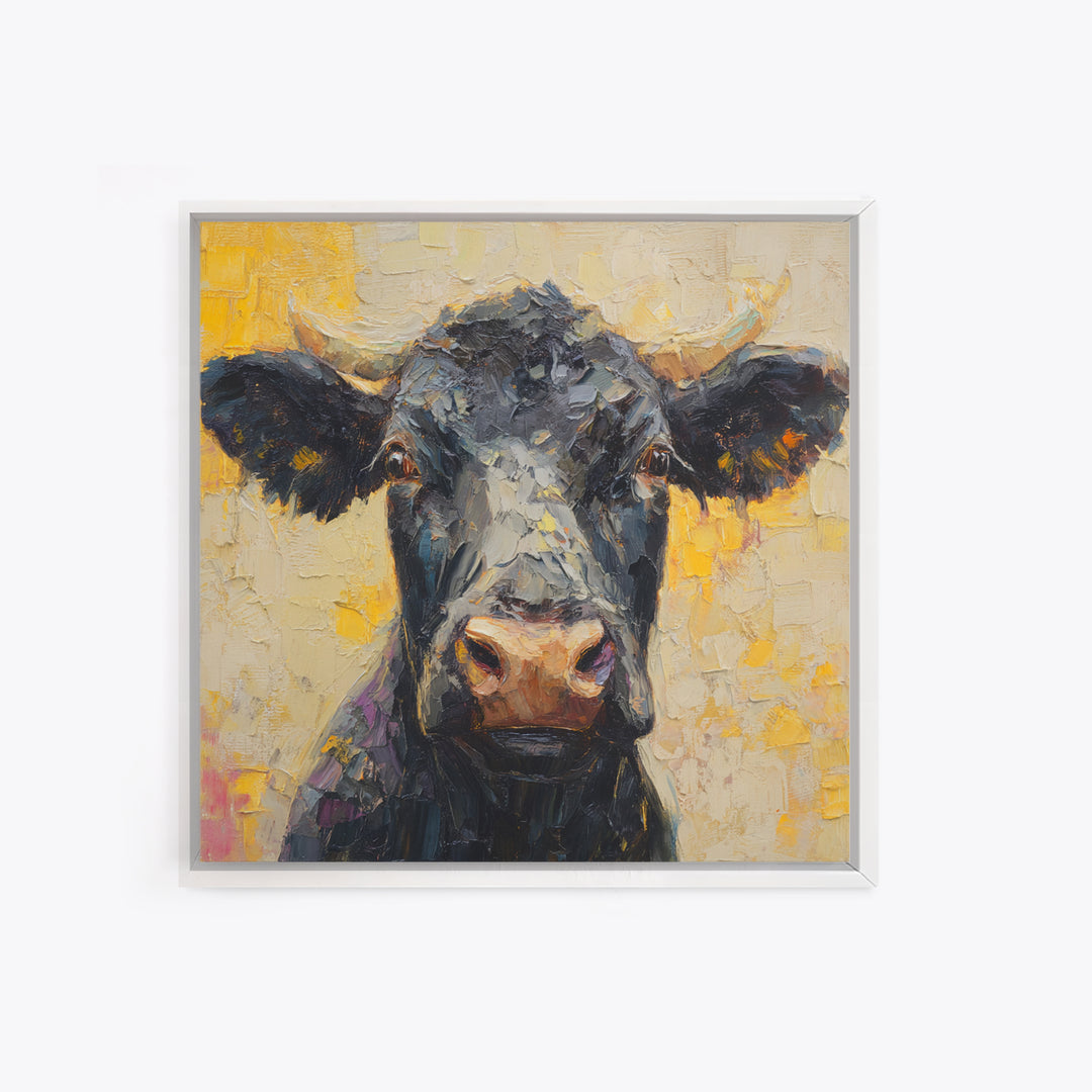 Steakhouse Black and Gold Bull Portrait Canvas Print, Restaurant Art, Living Room Decor, Restaurant Decor, Fine Art, Bistro, RES-1x1-31