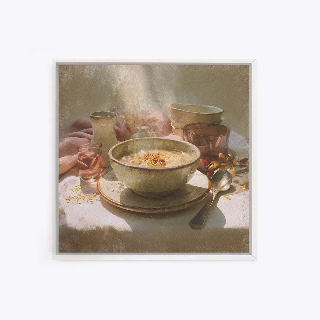Ramen Bowl Rendered Framed Canvas Print, Restaurant Art, Gallery Decor, Restaurant Decor, Fine Art, Bistro, Wall Art, RES-1x1-38
