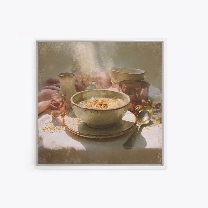 Ramen Bowl Rendered Framed Canvas Print, Restaurant Art, Gallery Decor, Restaurant Decor, Fine Art, Bistro, Wall Art, RES-1x1-38