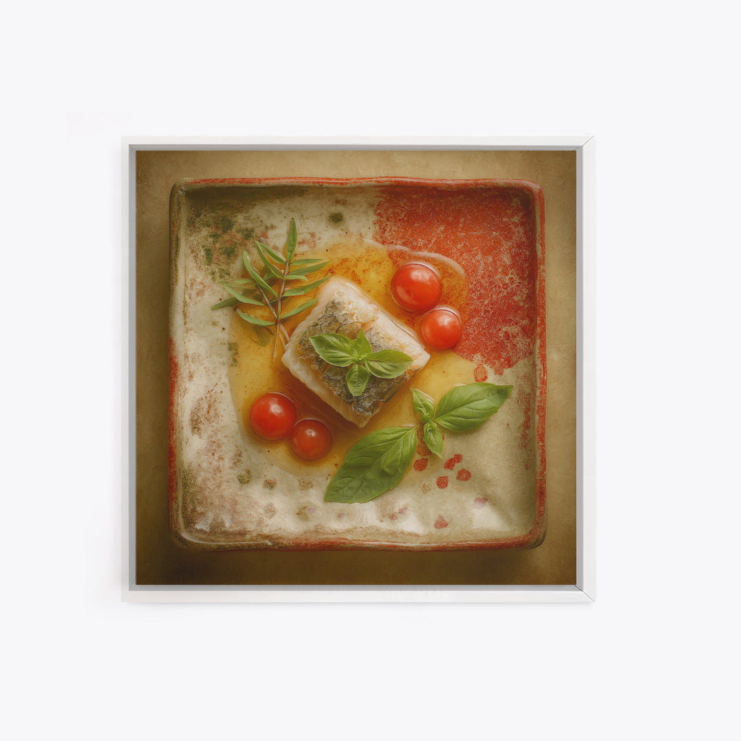 Sushi Fish and Ceramic Plate Composition Canvas Print, Restaurant Art, Fine Art Print, Restaurant Decor, Fine Art, Bistro, RES-1x1-5