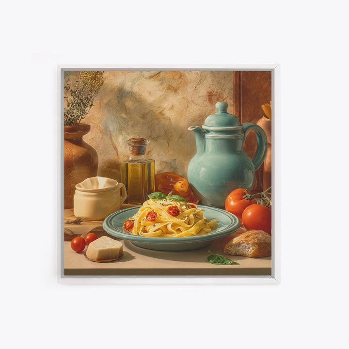 Fresh Pasta with Tomatoes and Basil Canvas Print, Restaurant Art, Cool Wall Art, Restaurant Decor, Fine Art, Bistro, RES-1x1-50
