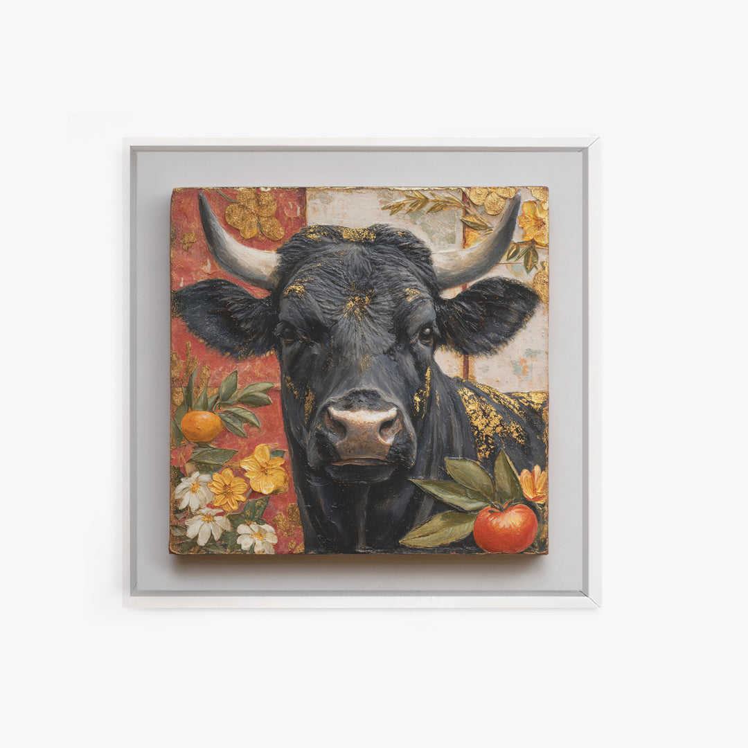Steakhouse Black and Gold Bull Portrait Canvas Print, Restaurant Art, Bar Decor, Restaurant Decor, Fine Art, Bistro, RES-1x1-55