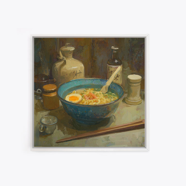 Ramen Bowl Rendered Framed Canvas Print, Restaurant Art, Gallery Decor, Restaurant Decor, Fine Art, Bistro, Wall Art, RES-1x1-62