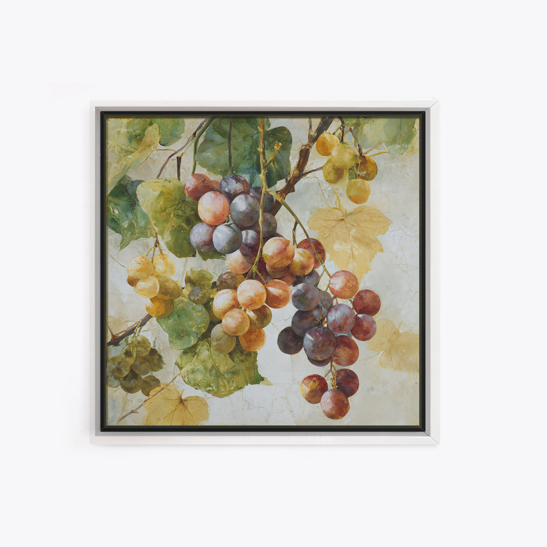 Wine Grapevine Botanical Study Framed Canvas Print, Restaurant Art, Neutral Decor, Restaurant Decor, Oil Painting, Bistro, RES-1x1-63