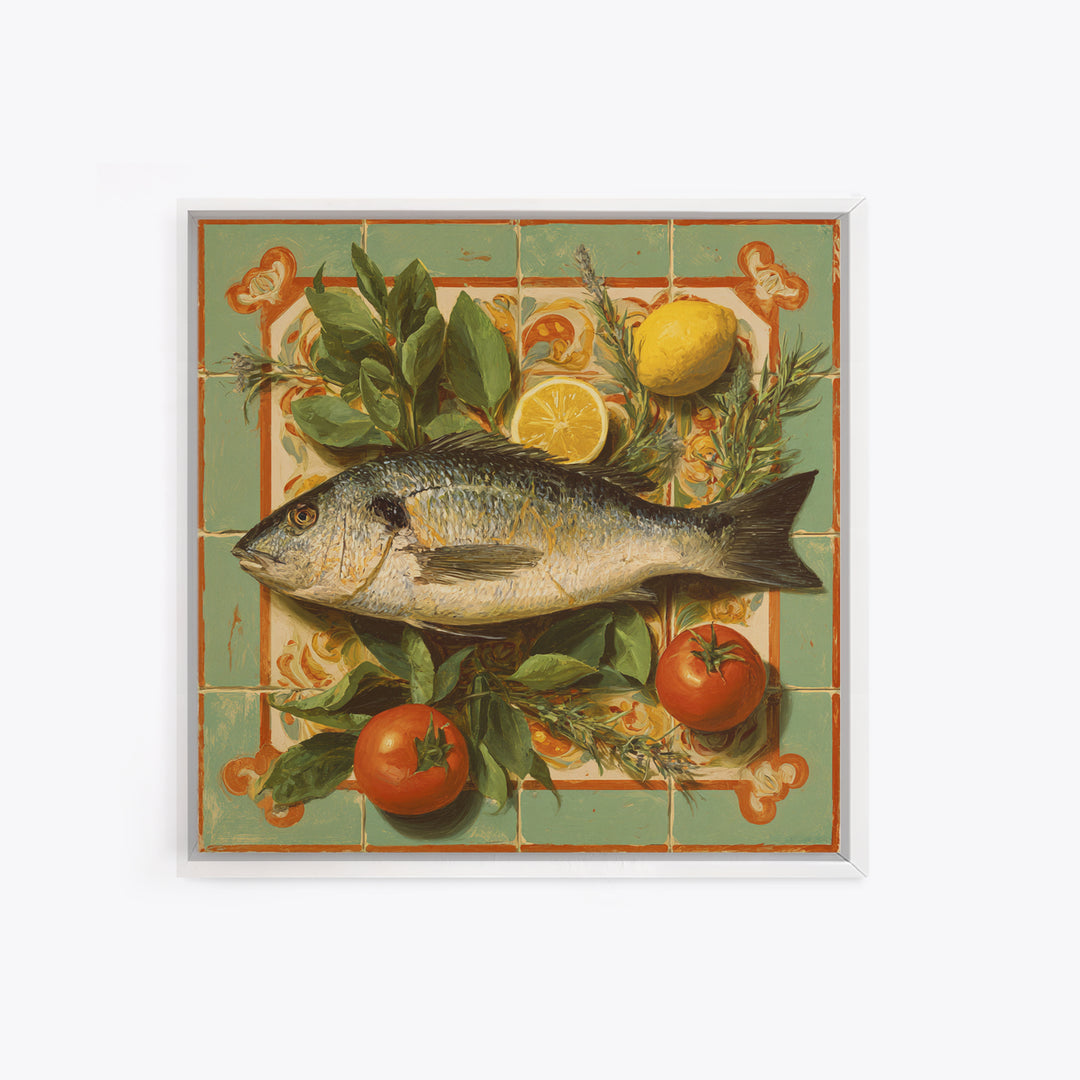 Fresh Fish with Lemon and Herbs Canvas Print, Restaurant Art, Fine Art Print, Restaurant Decor, Fine Art, Bistro, Wall Decor, RES-1x1-95