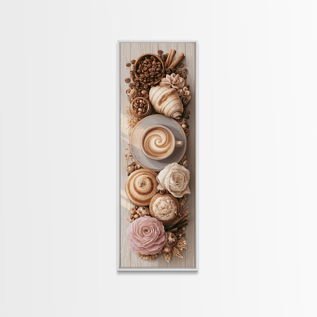 Coffee Beans and Pastry Arrangement Canvas Print, Restaurant Art, Kitchen Wall Decor, Restaurant Decor, Fine Art, Bistro, RES-1x3-10
