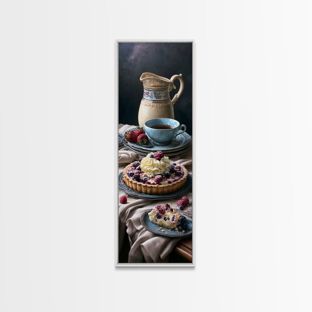 Dessert Tart with Berries and Cream Canvas Print, Restaurant Art, Stained Glass Art, Restaurant Decor, Fine Art, Bistro, RES-1x3-100