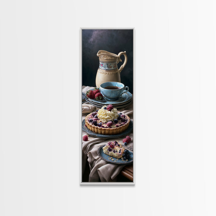 Dessert Tart with Berries and Cream Canvas Print, Restaurant Art, Stained Glass Art, Restaurant Decor, Fine Art, Bistro, RES-1x3-100