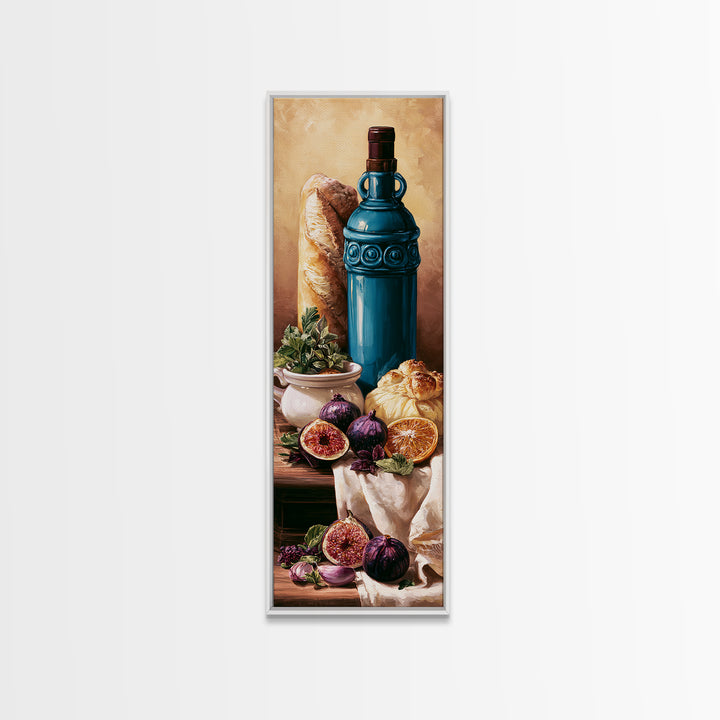 Wine Bottle and Figs Canvas Print, Restaurant Art, Minimalist Decor, Restaurant Decor, Fine Art, Bistro, Kitchen Decor, RES-1x3-13