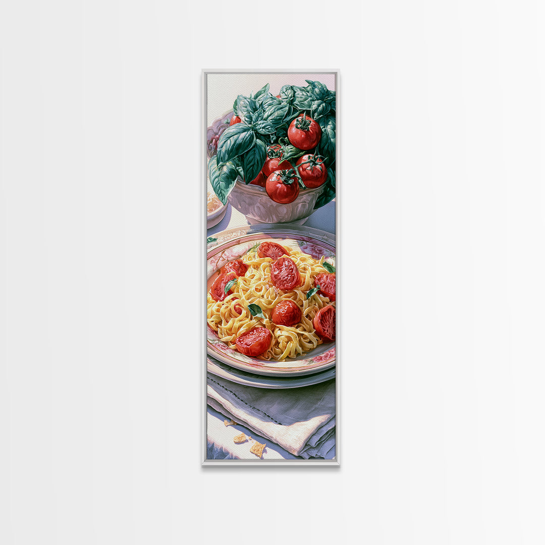 Fresh Pasta with Tomatoes and Basil Canvas Print, Restaurant Art, Gallery Decor, Restaurant Decor, Fine Art, Bistro, Wall Art, RES-1x3-14