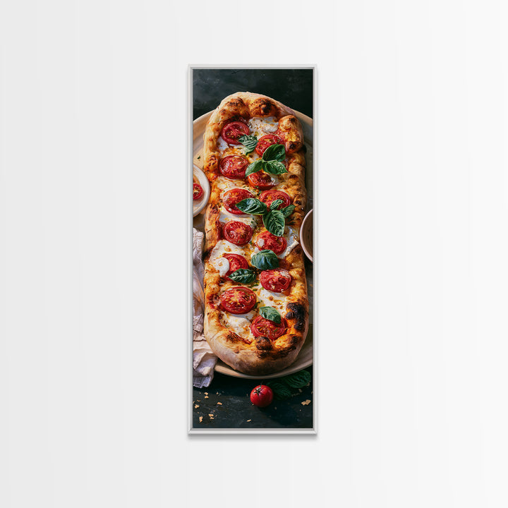 Pizzeria Tomato Basil and Mozzarella Still Life Canvas Print, Restaurant Art, Stained Glass Art, Restaurant Decor, Bistro, RES-1x3-22