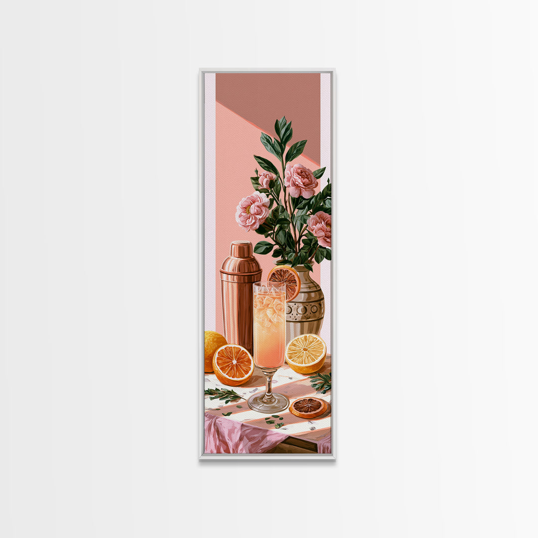 Cocktail and Citrus Bar Composition Canvas Print, Restaurant Art, Printable Art, Restaurant Decor, Bistro, Watercolor Art, RES-1x3-23