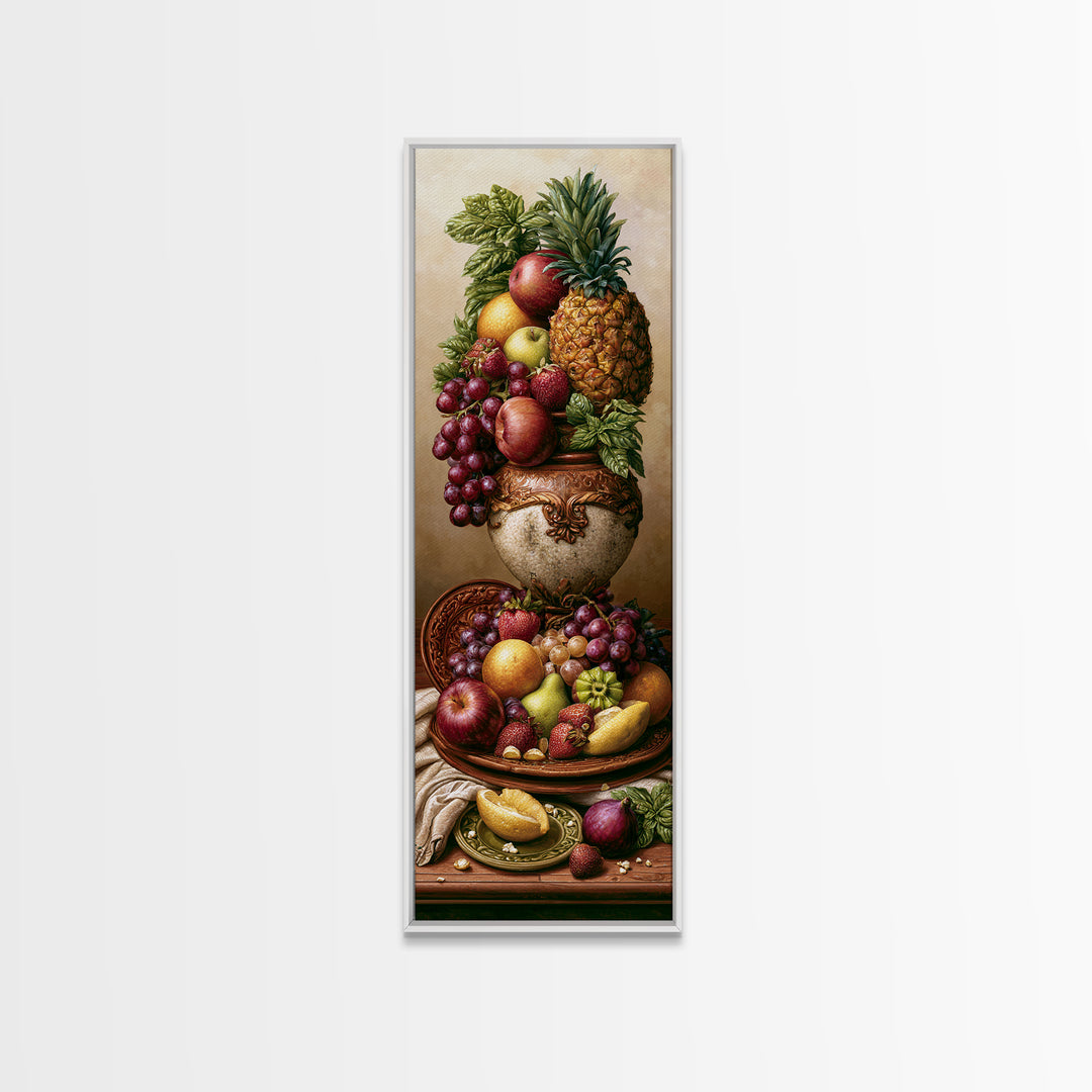 Tropical Fruit Platter Framed Canvas Print, Restaurant Art, Food Art, Restaurant Decor, Oil Painting, Bistro, Minimalist Decor, RES-1x3-30
