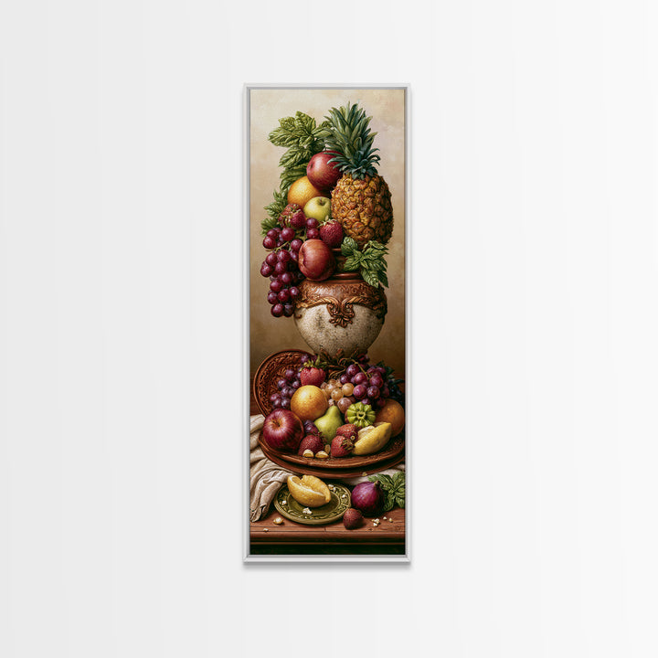 Tropical Fruit Platter Framed Canvas Print, Restaurant Art, Food Art, Restaurant Decor, Oil Painting, Bistro, Minimalist Decor, RES-1x3-30