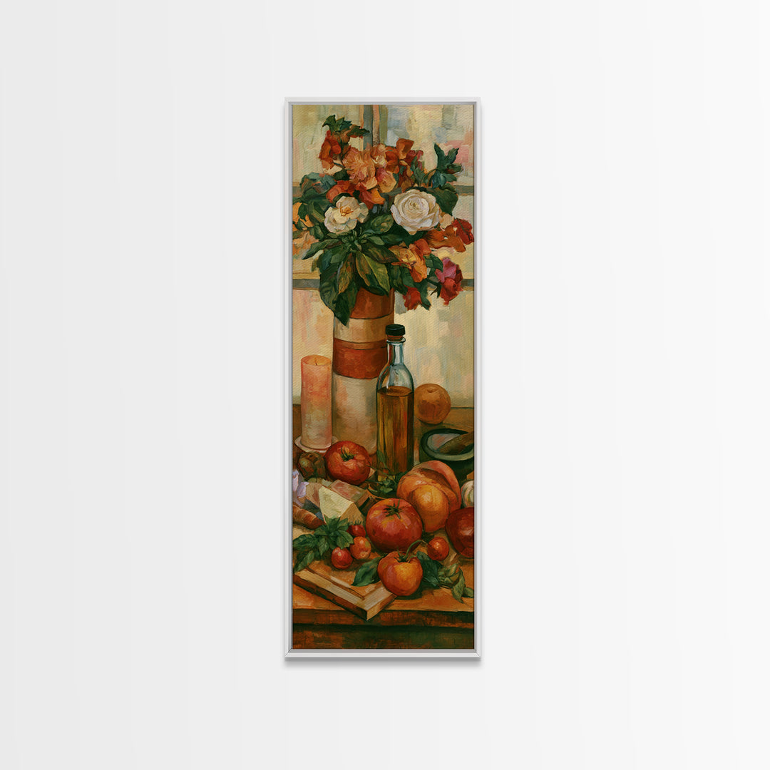Elegant Table Objects Framed Canvas Print, Restaurant Art, Canvas, Restaurant Decor, Fine Art, Bistro, Living Room Decor, RES-1x3-36