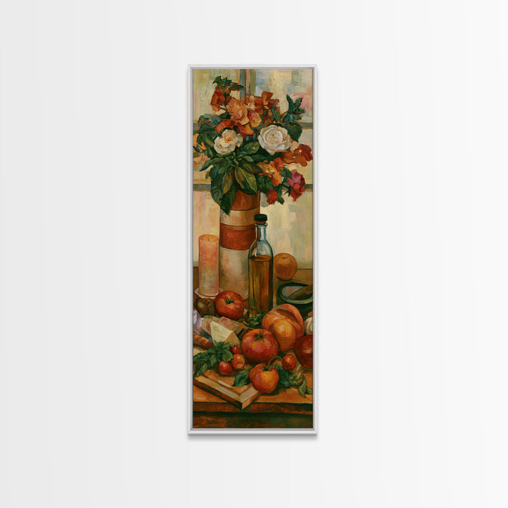 Elegant Table Objects Framed Canvas Print, Restaurant Art, Canvas, Restaurant Decor, Fine Art, Bistro, Living Room Decor, RES-1x3-36