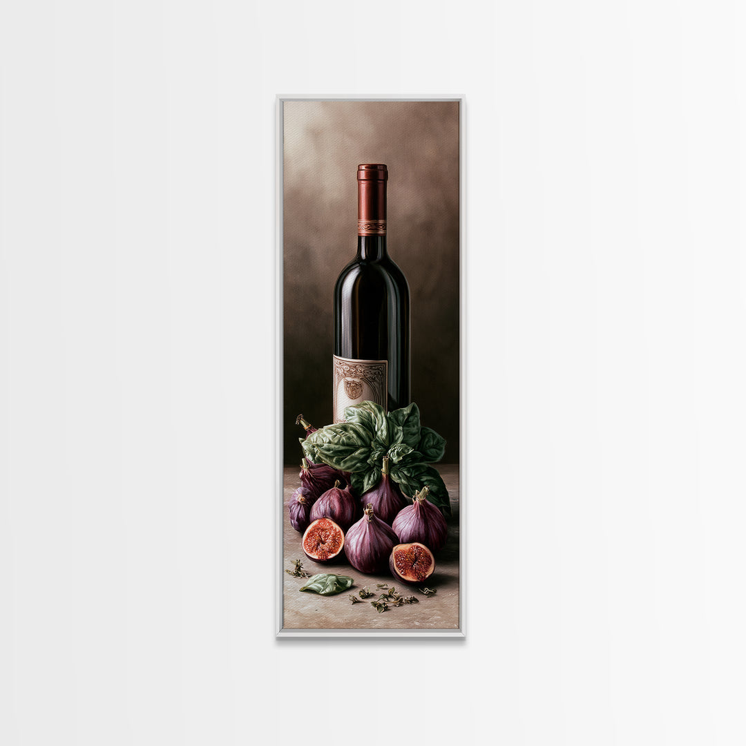 Wine Bottle and Figs Canvas Print, Restaurant Art, Minimalist Decor, Restaurant Decor, Fine Art, Bistro, Kitchen Decor, RES-1x3-37