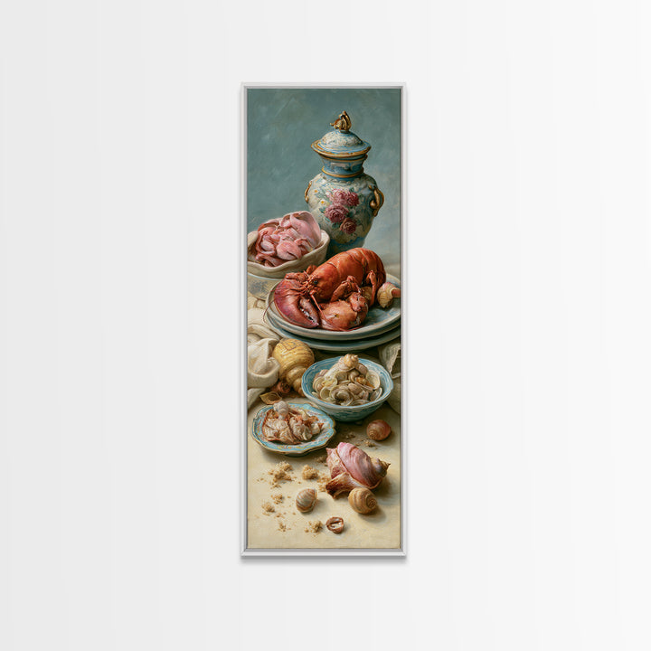 Seafood Lobster and Shell Arrangement Canvas Print, Restaurant Art, Large Wall Art, Restaurant Decor, Fine Art, Bistro, RES-1x3-44