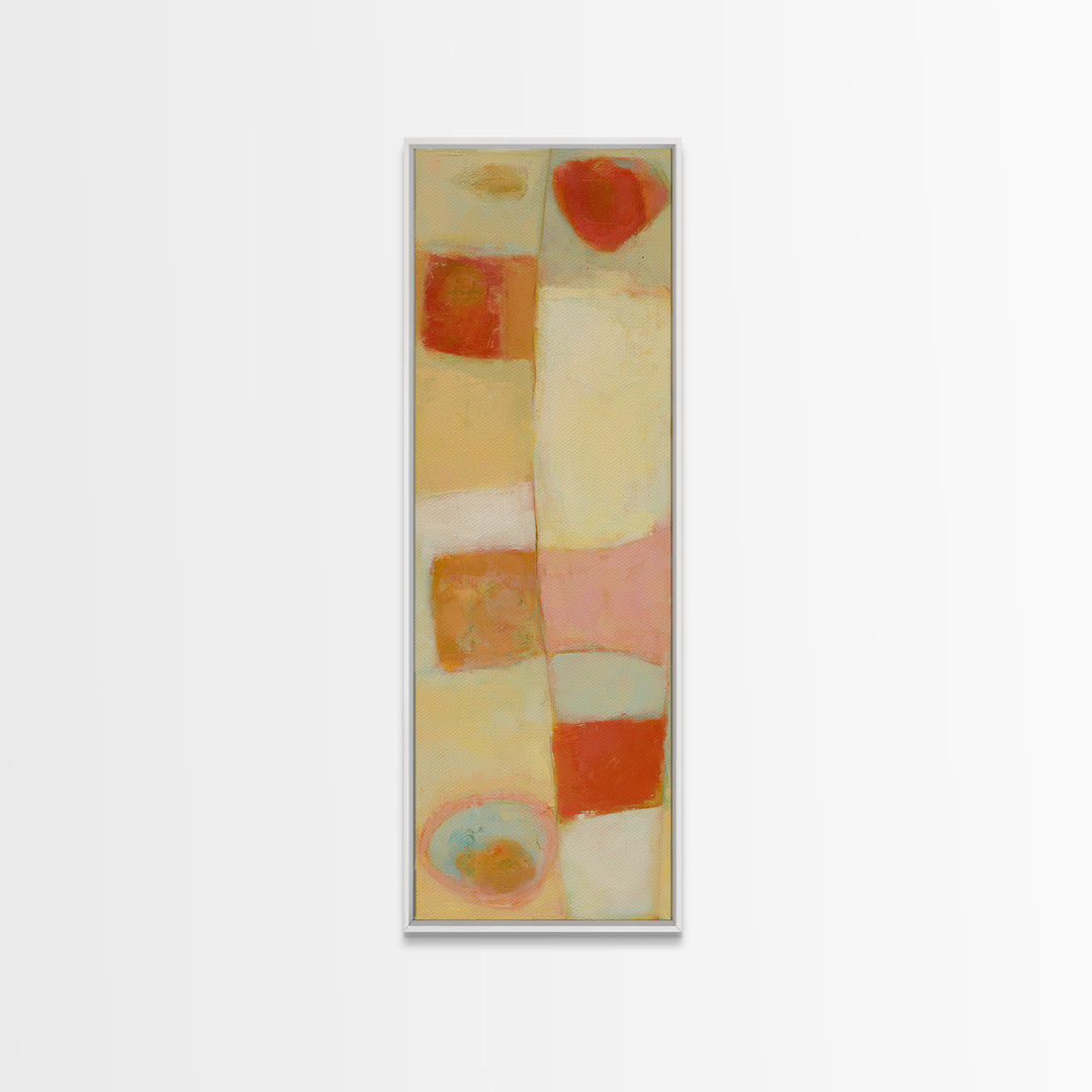 Abstract Appetite Friendly Red and Orange Shapes Canvas Print, Restaurant Art, Textured Painting, Restaurant Decor, Bistro, RES-1x3-53