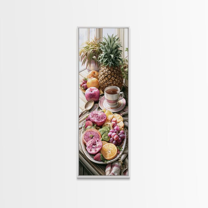 Tropical Fruit Platter Framed Canvas Print, Restaurant Art, Food Art, Restaurant Decor, Oil Painting, Bistro, Minimalist Decor, RES-1x3-54