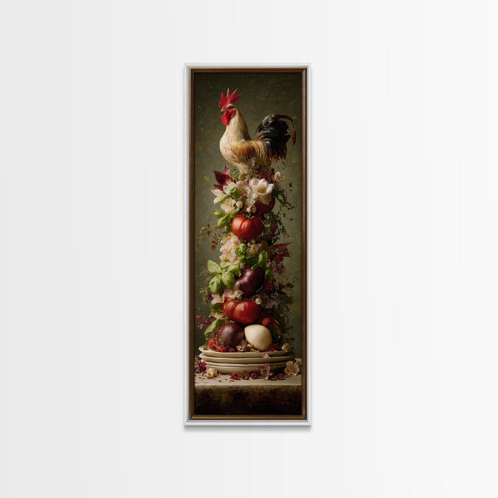 Rooster and Herbs for Farmhouse Restaurant Mood Canvas Print, Restaurant Art, Contemporary Art, Restaurant Decor, Bistro, RES-1x3-8