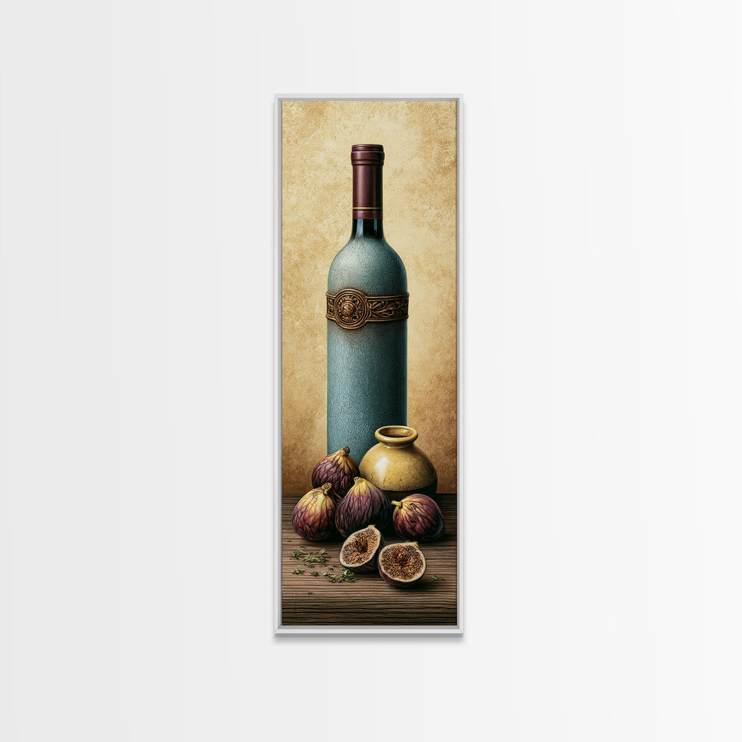 Wine Bottle and Figs Canvas Print, Restaurant Art, Canvas Wall Art, Restaurant Decor, Fine Art, Bistro, Bedroom Wall Art, RES-1x3-85