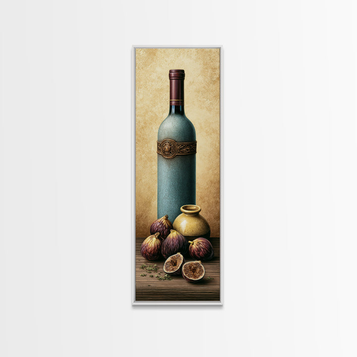 Wine Bottle and Figs Canvas Print, Restaurant Art, Canvas Wall Art, Restaurant Decor, Fine Art, Bistro, Bedroom Wall Art, RES-1x3-85