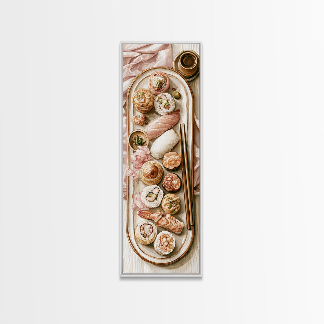 Sushi Fish and Ceramic Plate Composition Canvas Print, Restaurant Art, Cool Wall Art, Restaurant Decor, Fine Art, Bistro, RES-1x3-89