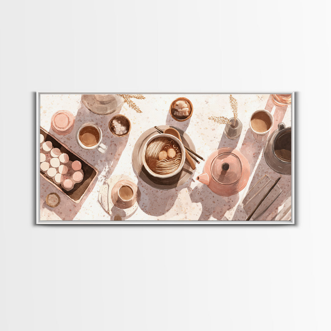 Ramen Bowl Rendered Framed Canvas Print, Restaurant Art, Contemporary Art, Restaurant Decor, Fine Art, Bistro, Kitchen Wall Art, RES-2x1-10