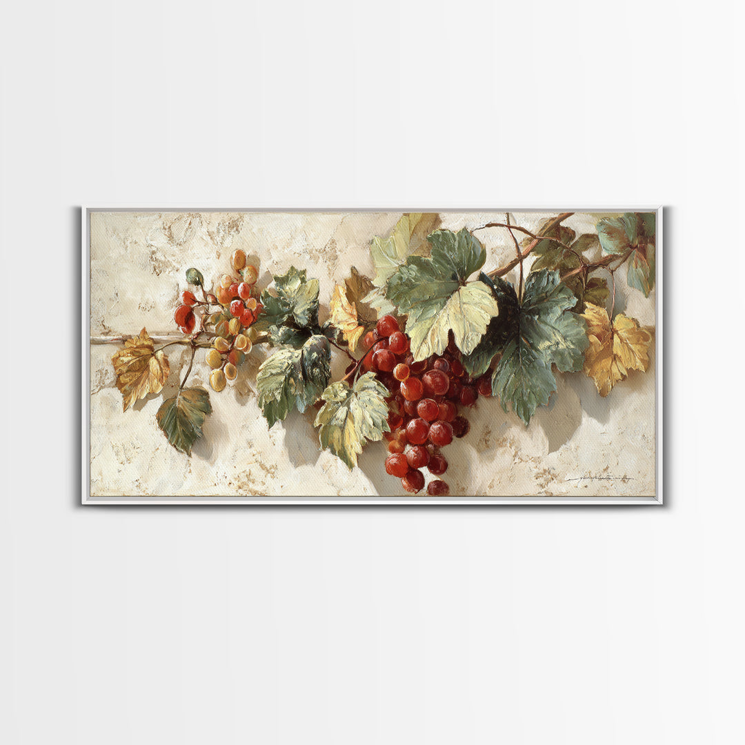 Wine Grapevine Botanical Study Framed Canvas Print, Restaurant Art, Wall Art Print, Restaurant Decor, Fine Art, Bistro, RES-2x1-11