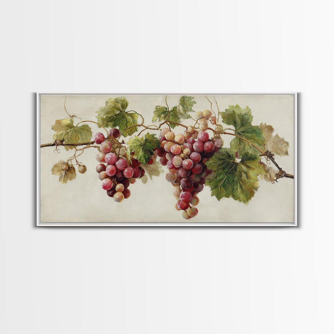 Wine Grapevine Botanical Study Framed Canvas Print, Restaurant Art, Wall Art, Restaurant Decor, Watercolor Art, Bistro, RES-2x1-35