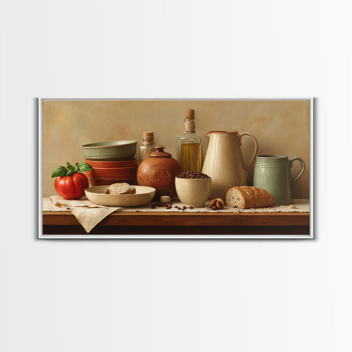 Coffee Beans and Pastry Arrangement Framed Canvas Print, Restaurant Art, Room Decor, Restaurant Decor, Fine Art, Bistro, RES-2x1-42