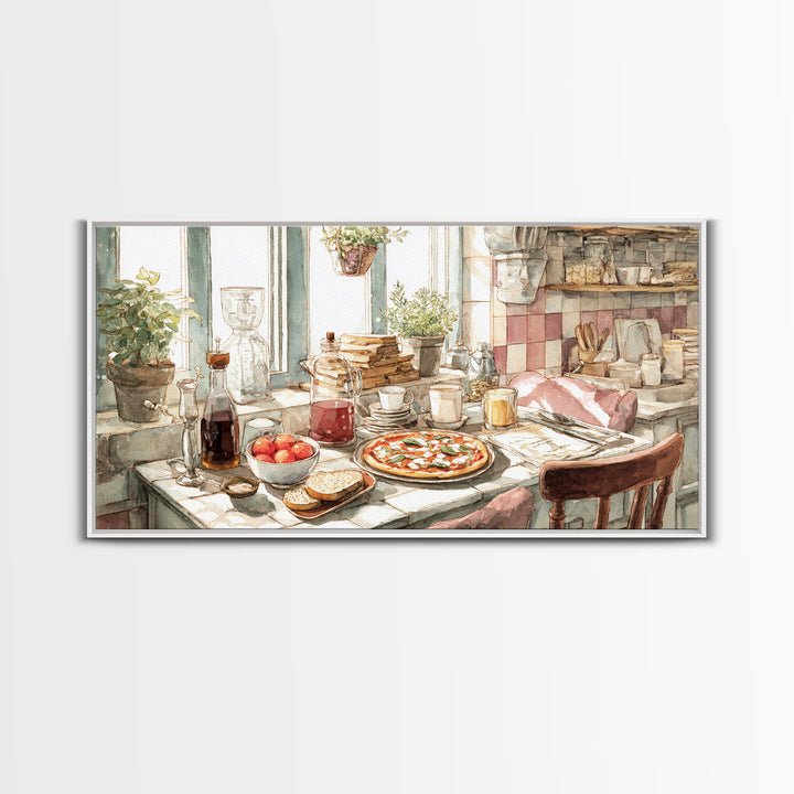 Pizzeria Tomato Basil and Mozzarella Still Life Canvas Print, Restaurant Art, Art Print, Restaurant Decor, Fine Art, Bistro, RES-2x1-54