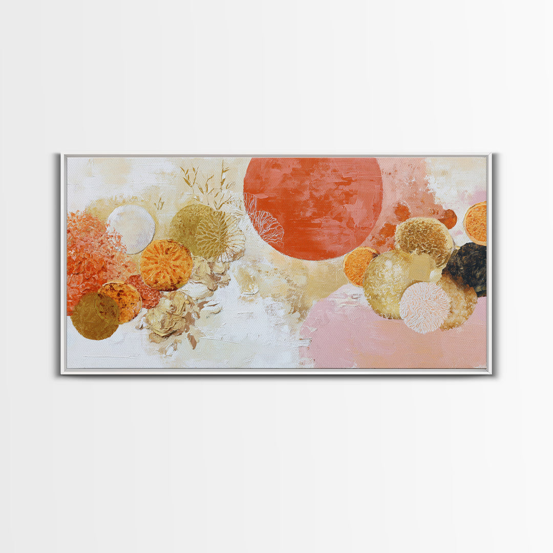 Abstract Appetite Friendly Red and Orange Shapes Framed Canvas Print, Restaurant Art, Kitchen Art, Restaurant Decor, Bistro, RES-2x1-85