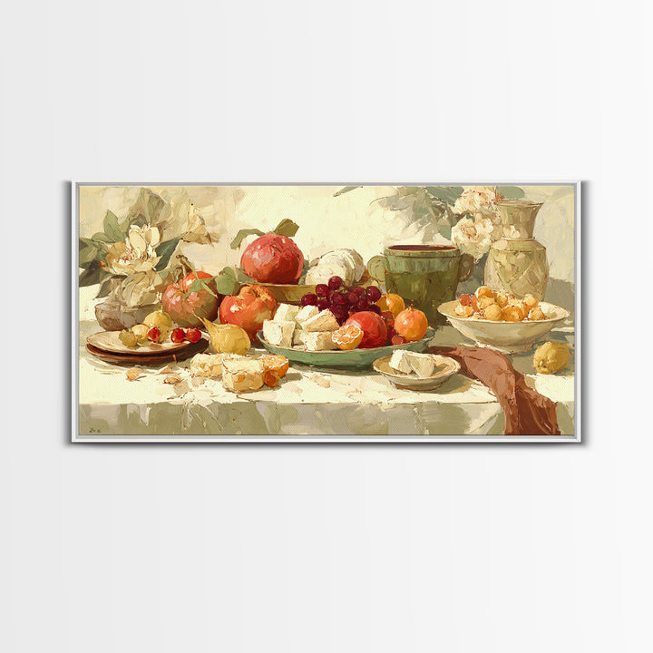 Tropical Fruit Platter Framed Canvas Print, Restaurant Art, Canvas, Restaurant Decor, Fine Art, Bistro, Living Room Decor, RES-2x1-86