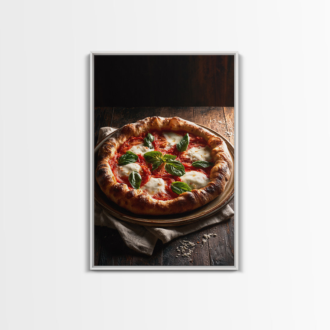 Pizzeria Tomato Basil and Mozzarella Still Life Canvas Print, Restaurant Art, Restaurant Decor, Bistro, Watercolor Painting, RES-2x3-18